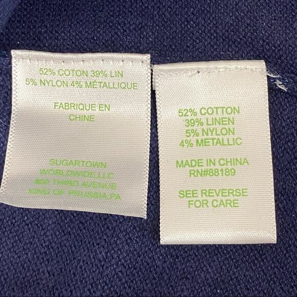 Lilly Pulitzer Micaila Cardigan Sweater Navy Metallic Open Longline Tulip Hem - Picture 7 of 11